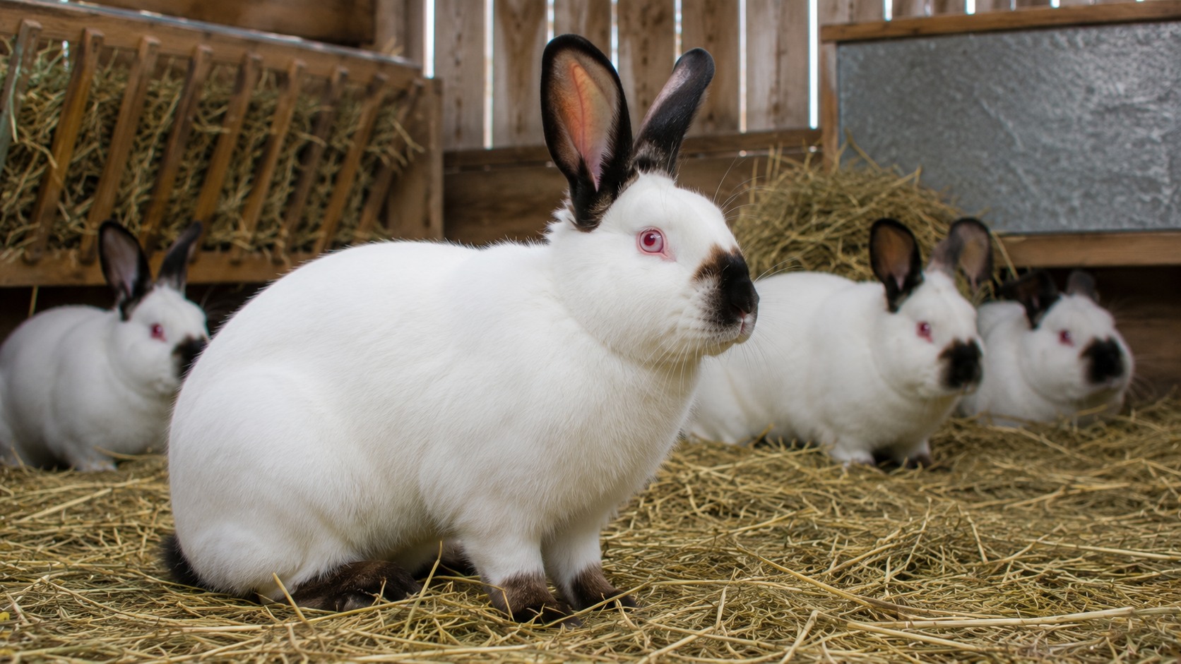 Vue agricole consacrée à lapin californien