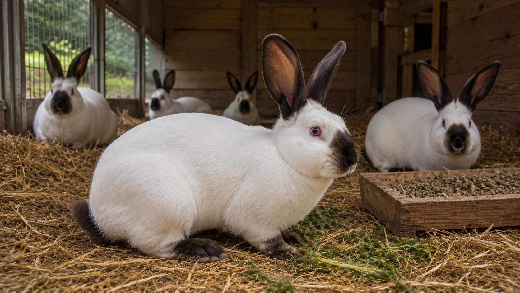 Vue agricole consacrée à lapin néo-zélandais
