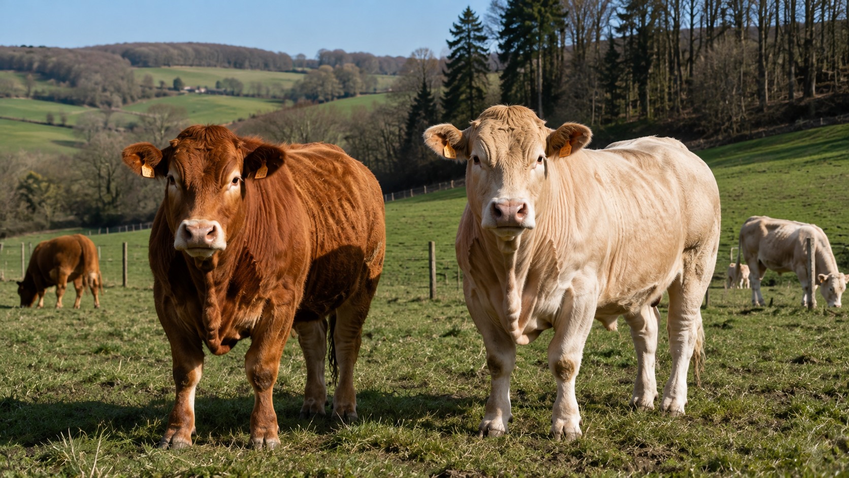 Vue agricole consacrée à limousine vs blonde d’aquitaine
