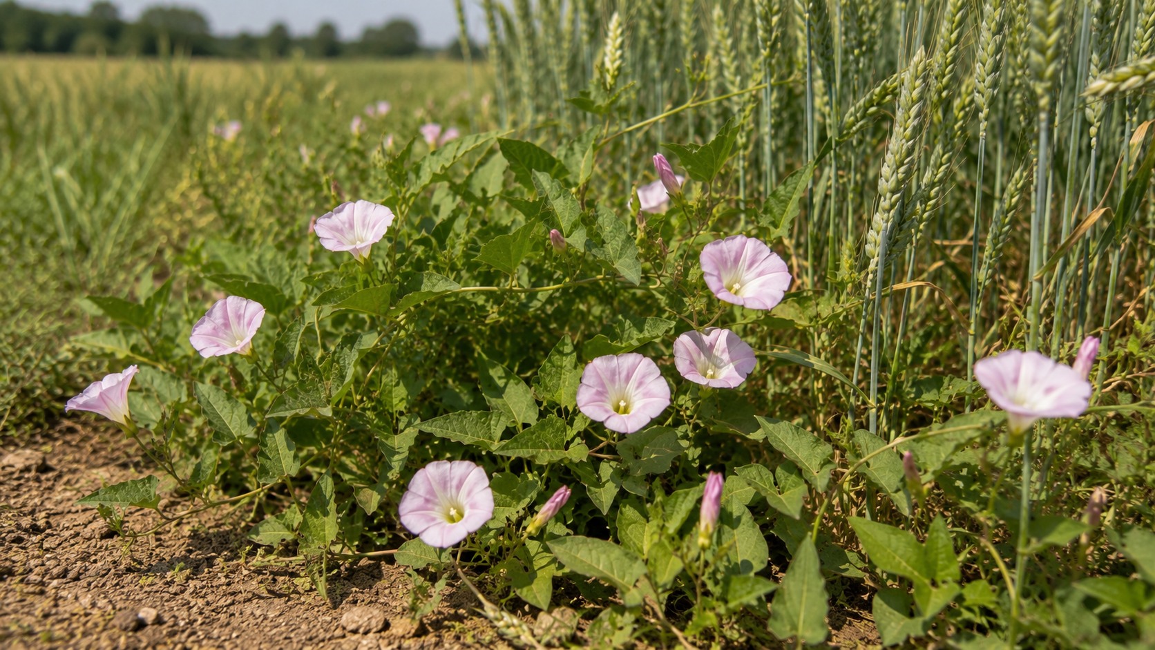 Vue agricole consacrée à liseron des champs