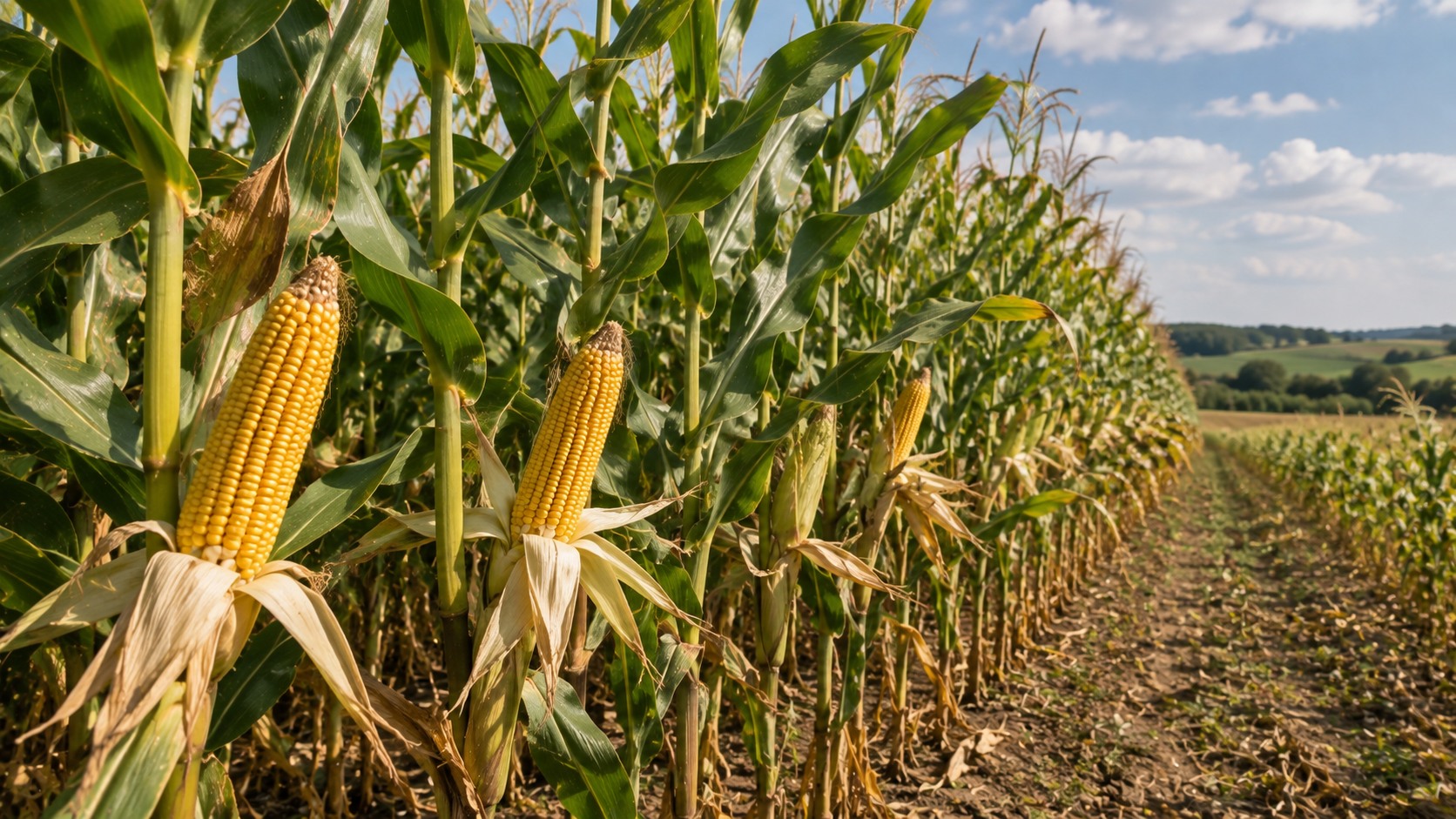 Vue agricole consacrée à maïs demi-précoce