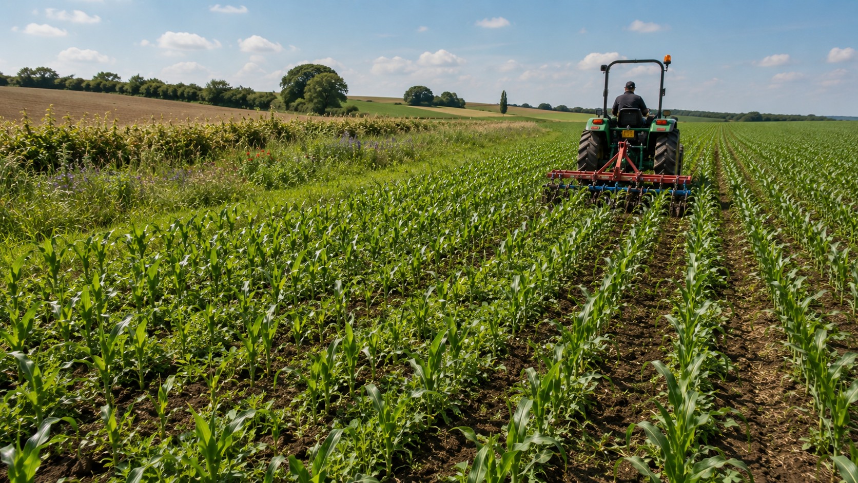 Vue agricole consacrée à maïs en agriculture biologique