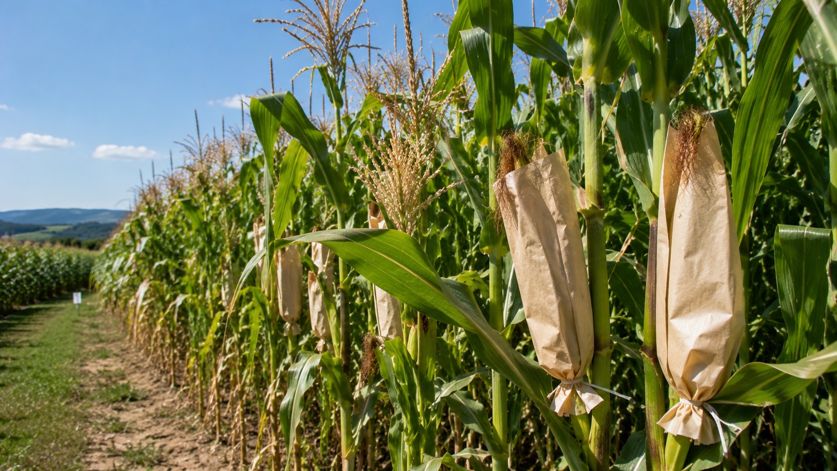 Vue agricole consacrée à maïs semence