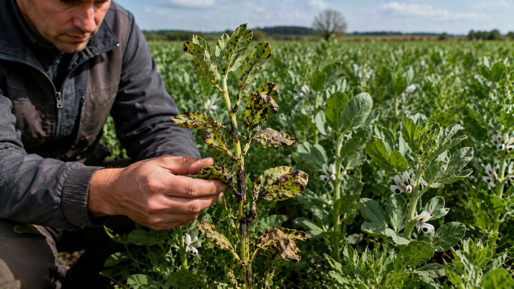 Vue agricole consacrée à maladies de la féverole