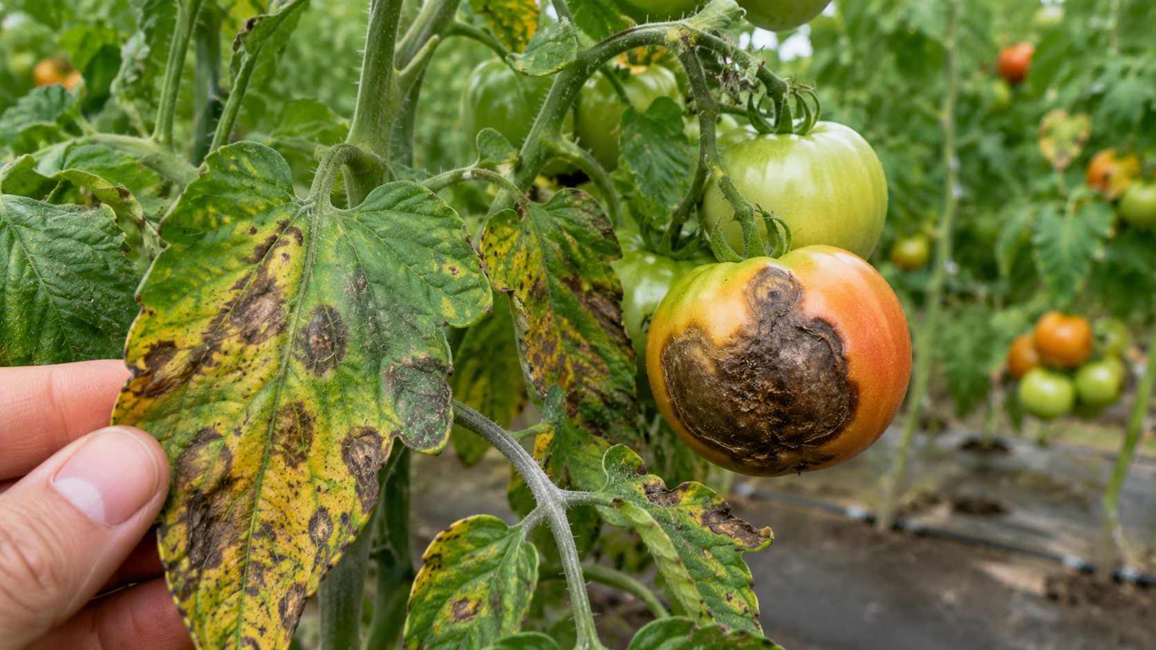 Vue agricole consacrée à maladies de la tomate