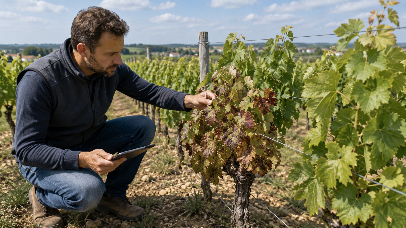 Vue agricole consacrée à maladies de la vigne