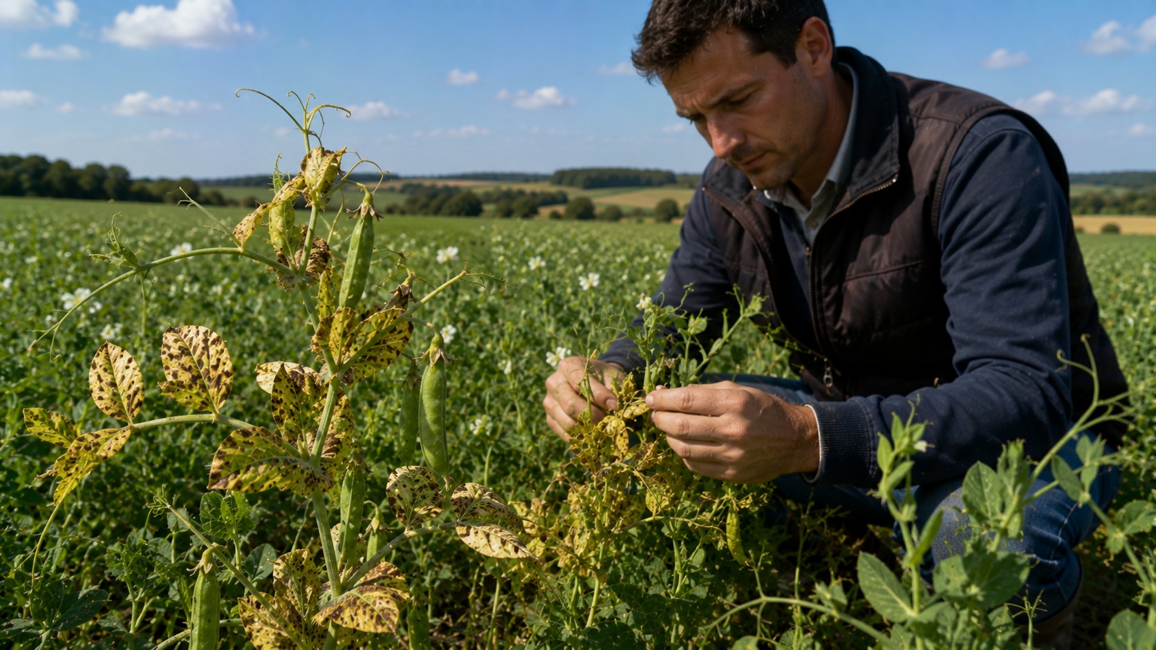 Vue agricole consacrée à maladies du pois protéagineux