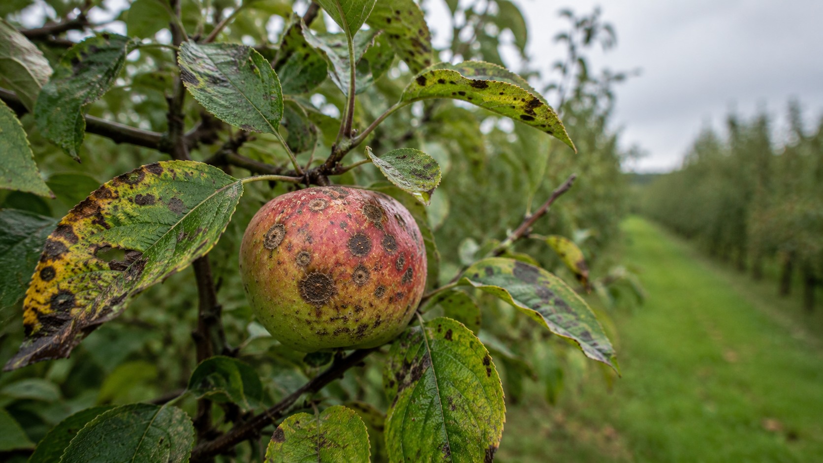 Vue agricole consacrée à maladies du pommier