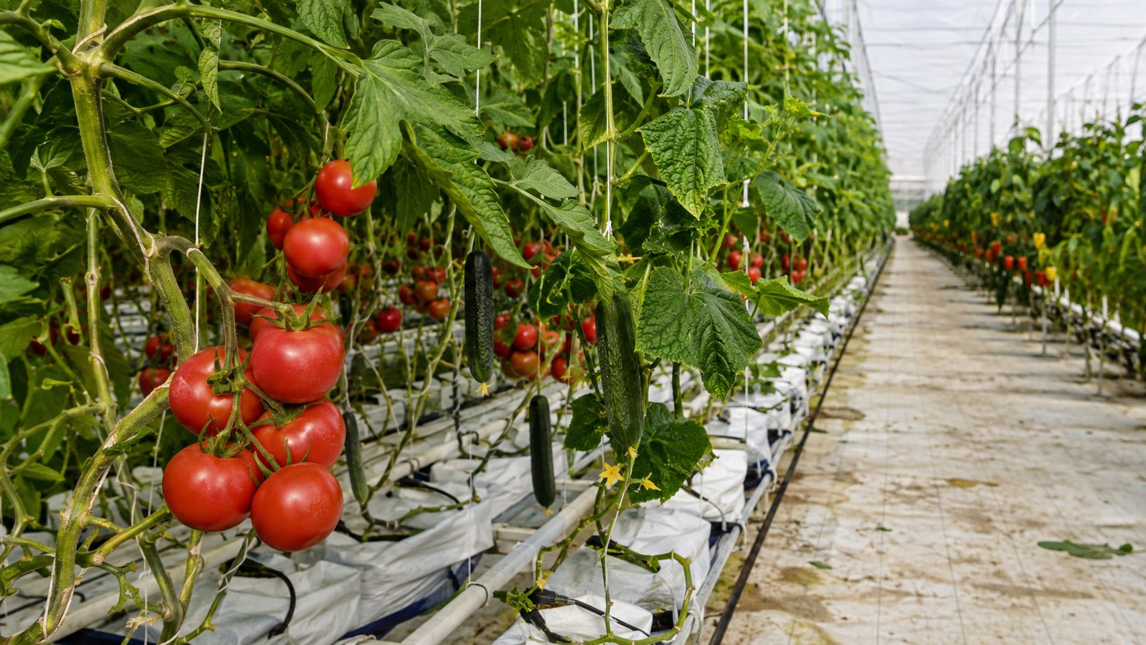 Illustration agricole de maraîchage sous serre