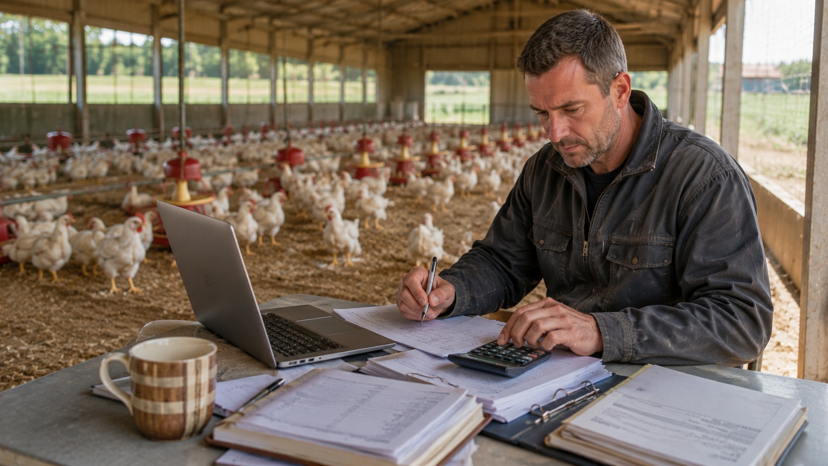 Vue agricole consacrée à marge de l’atelier avicole