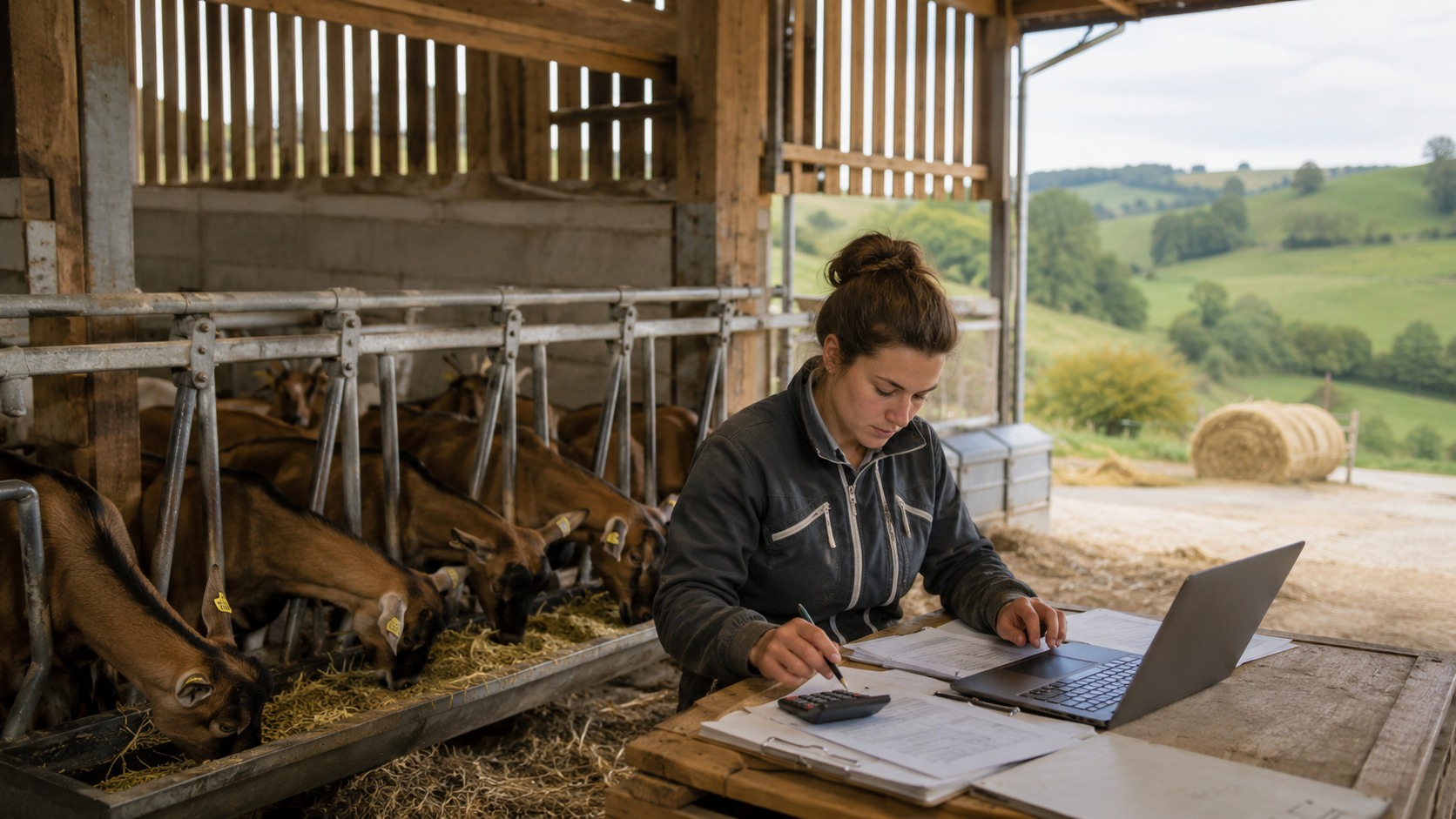 Vue agricole consacrée à marge de l’atelier caprin