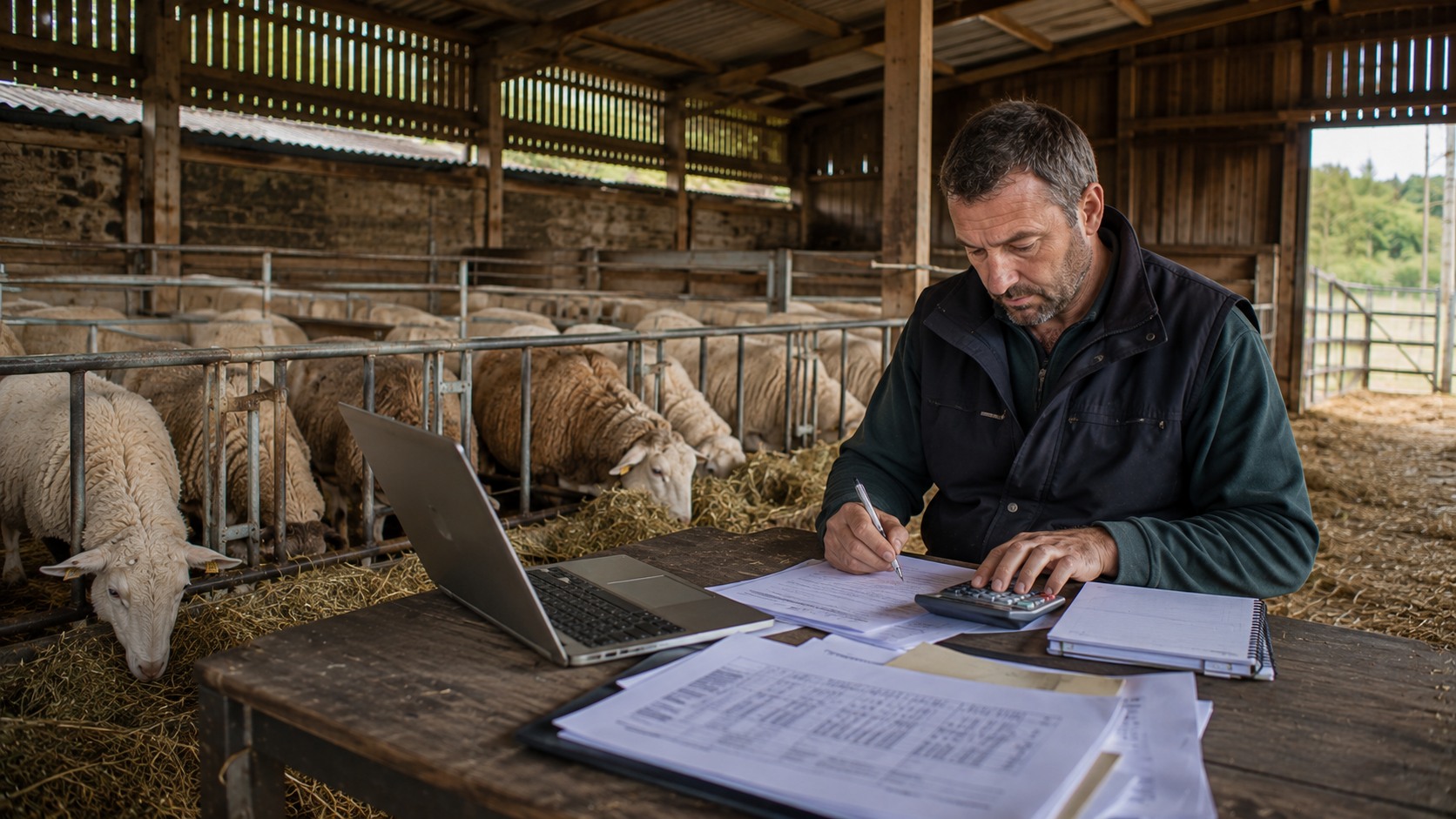 Vue agricole consacrée à marge de l’atelier ovin