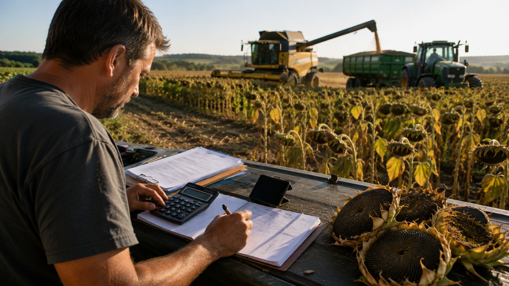 Vue agricole consacrée à marge du tournesol
