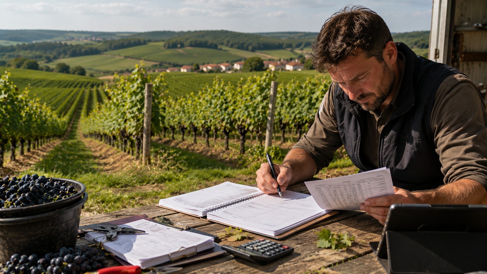 Vue agricole consacrée à marge d’un hectare de vigne