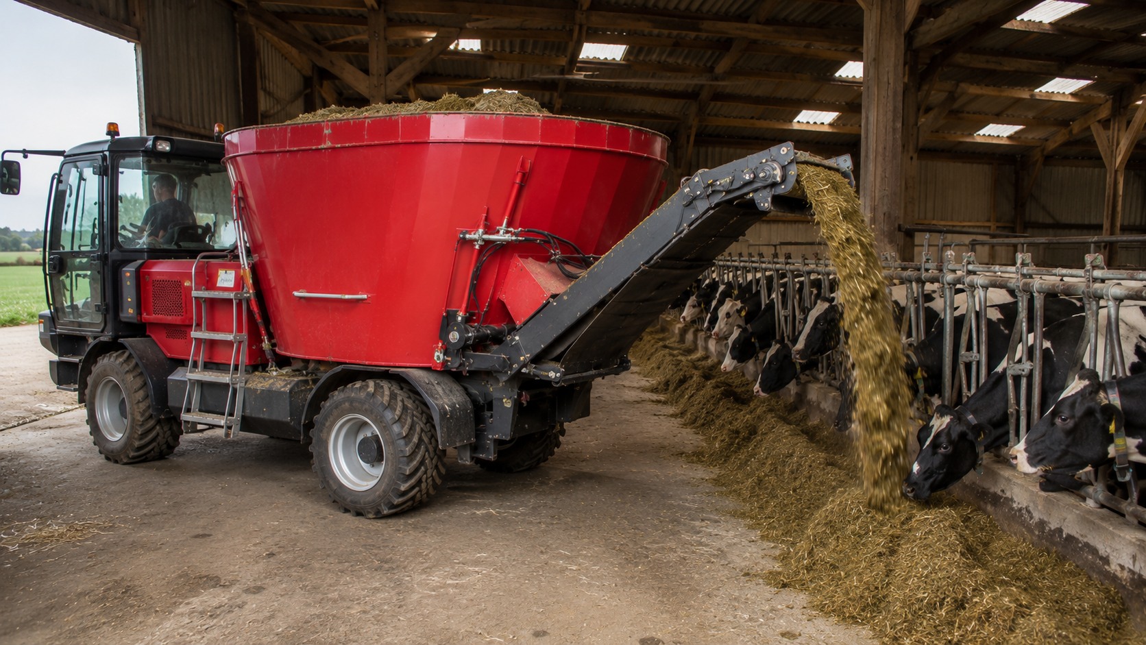 Vue agricole consacrée à mélangeuse distributrice