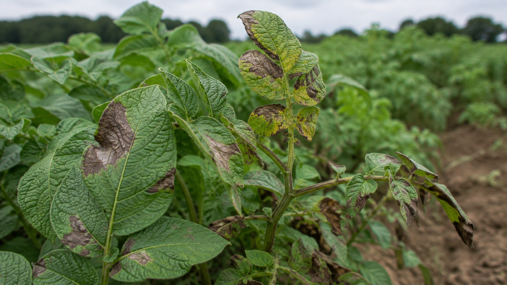 Vue agricole consacrée à mildiou de la pomme de terre