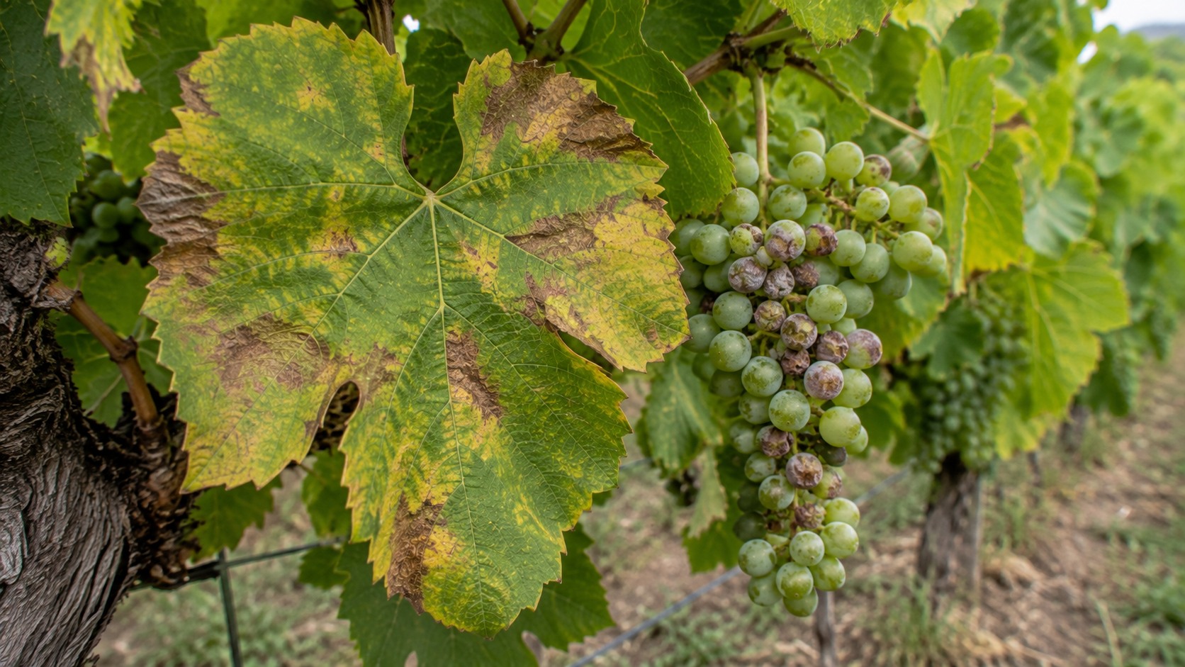 Vue agricole consacrée à mildiou de la vigne