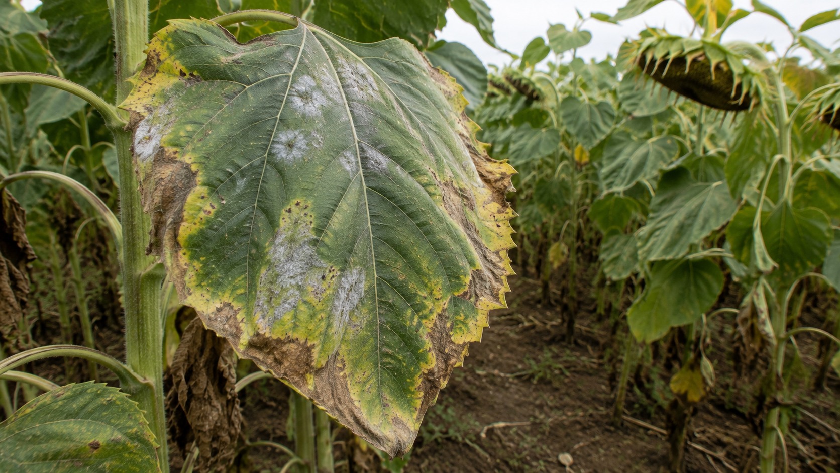 Vue agricole consacrée à mildiou du tournesol