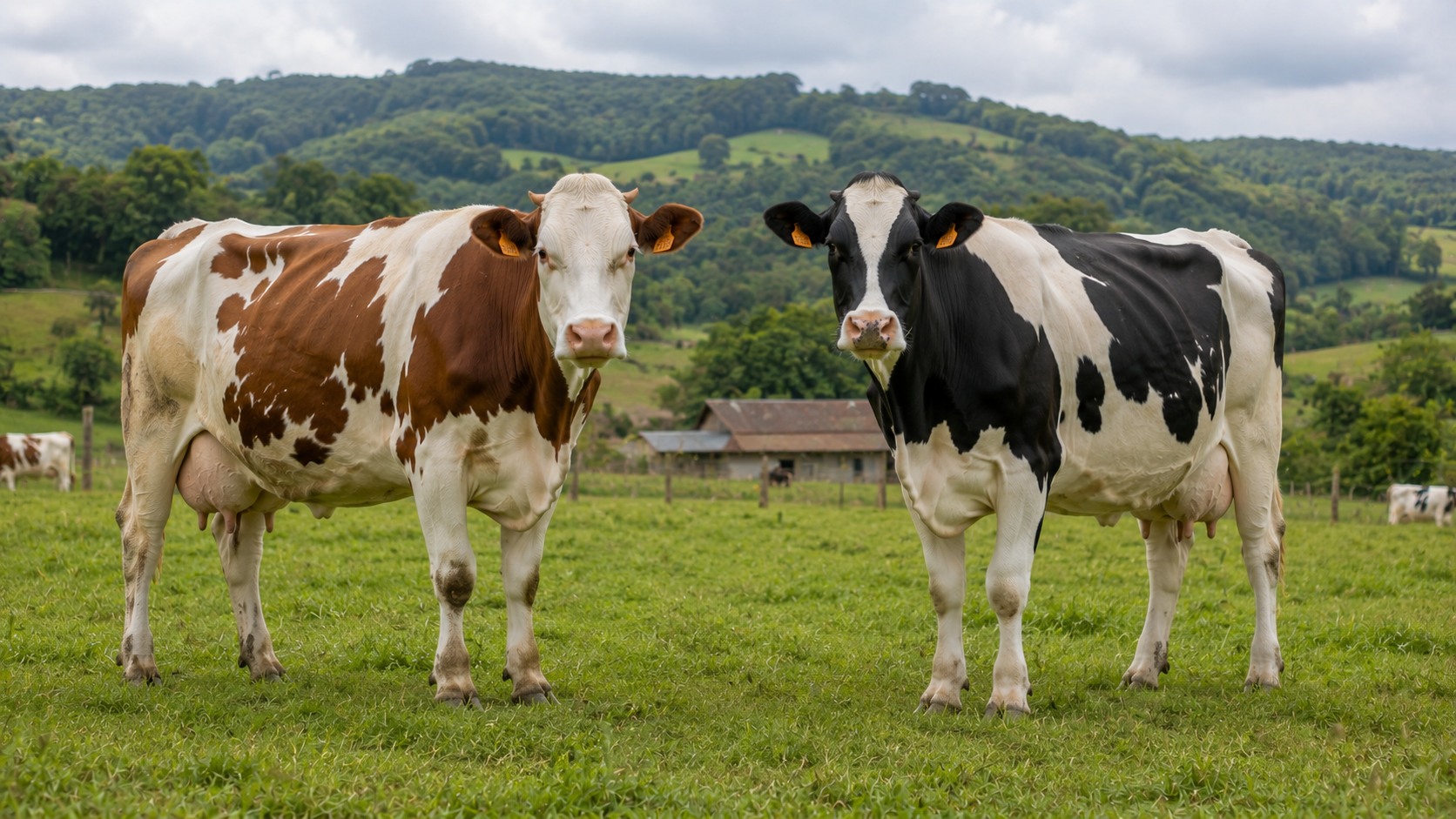 Vue agricole consacrée à montbéliarde vs prim’holstein