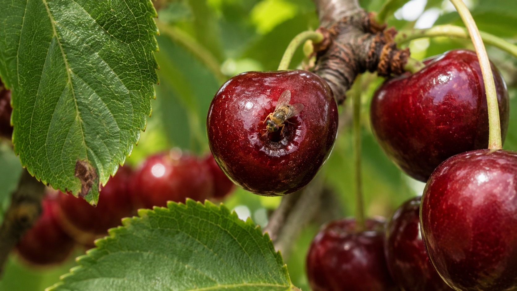 Vue agricole consacrée à mouche de la cerise
