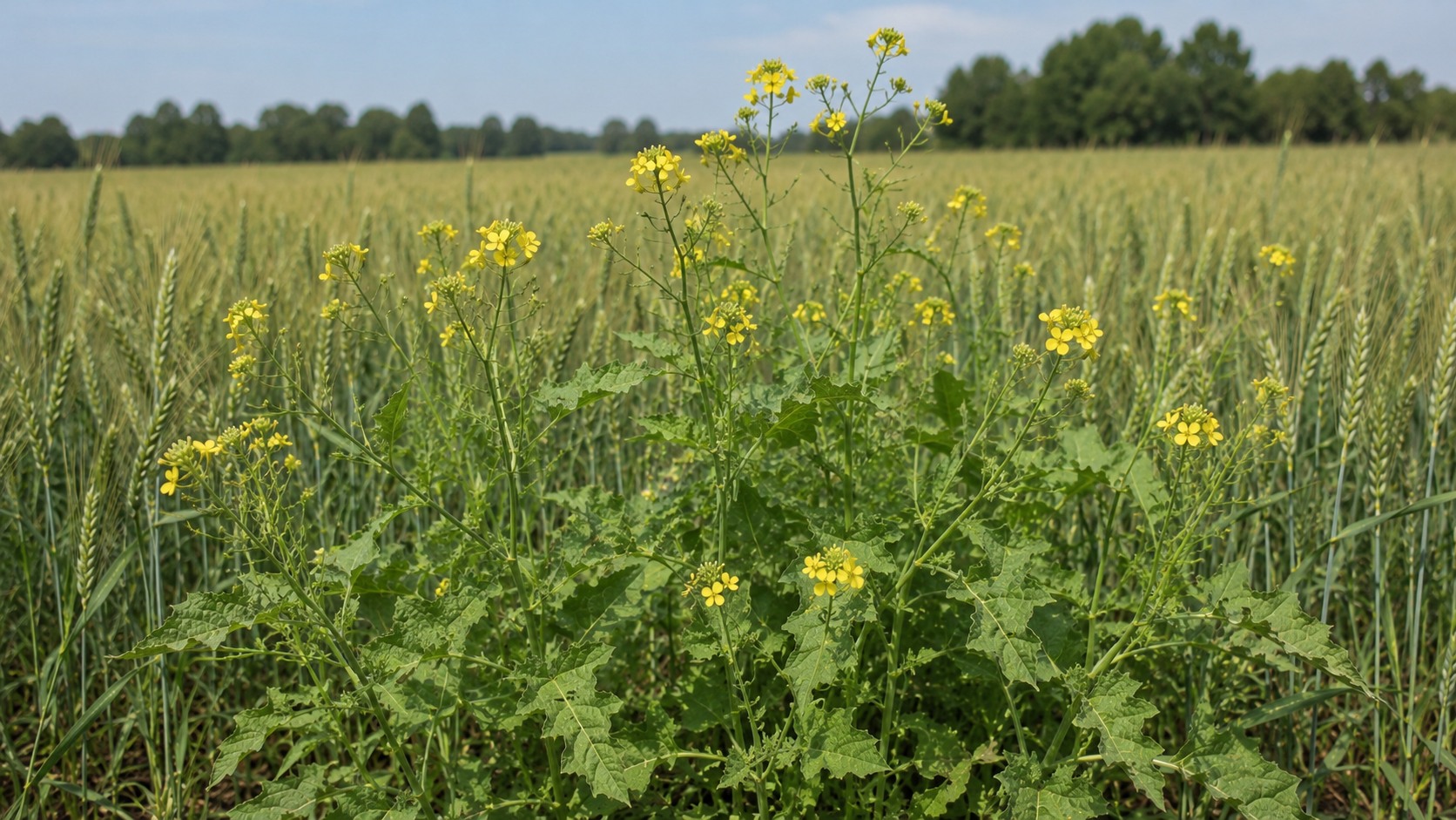 Vue agricole consacrée à moutarde des champs — sanve