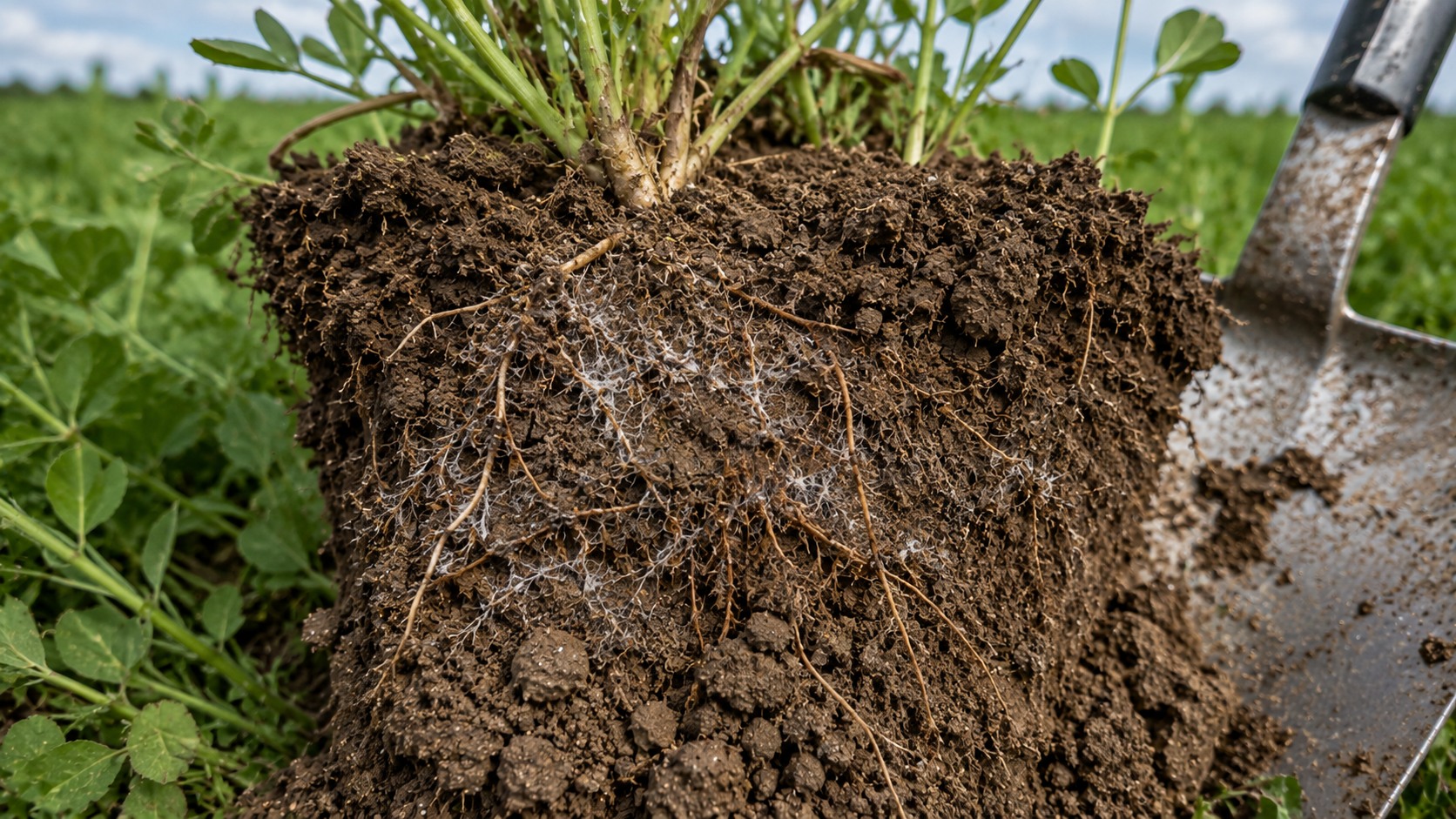 Vue agricole consacrée à mycorhizes