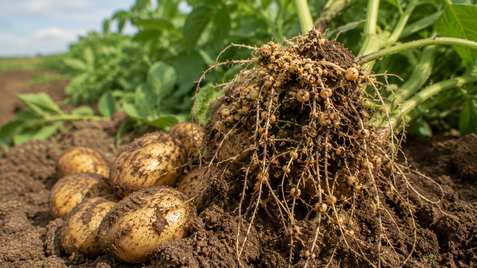 Vue agricole consacrée à nématodes à kystes de la pomme de terre