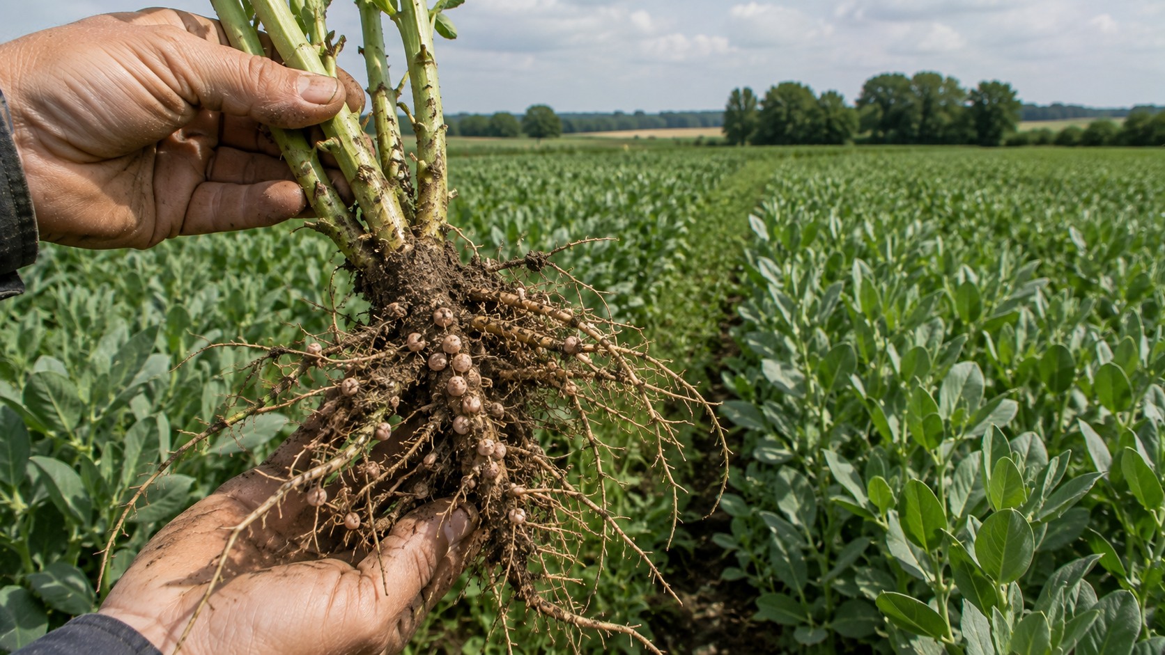 Vue agricole consacrée à nodulation de la féverole