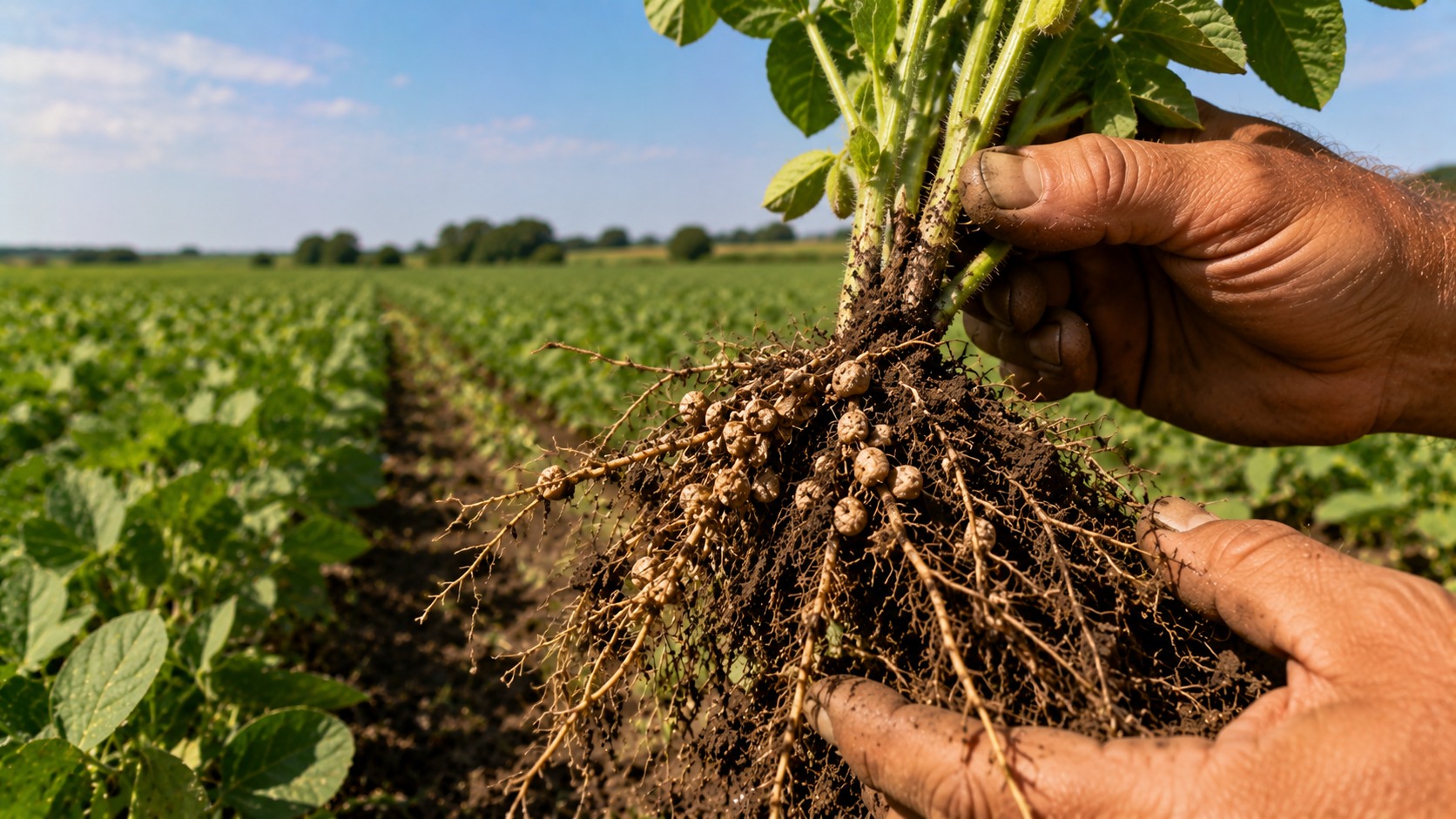 Vue agricole consacrée à nodulation du soja