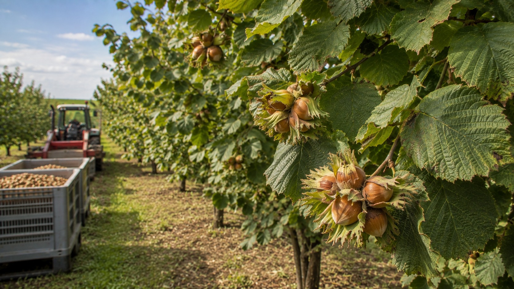 Vue agricole consacrée à noisettes