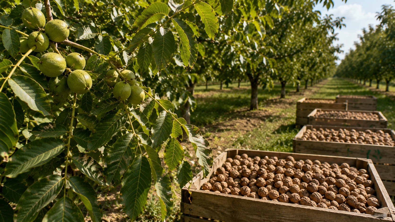 Vue agricole consacrée à noix
