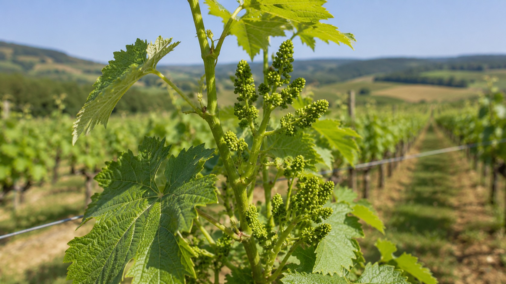Vue agricole consacrée à nouaison de la vigne
