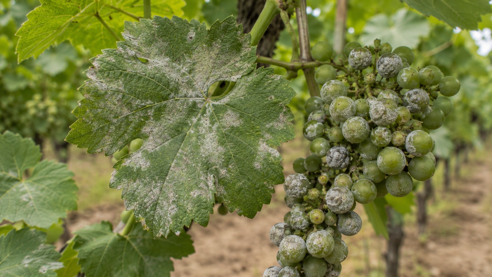 Vue agricole consacrée à oïdium de la vigne