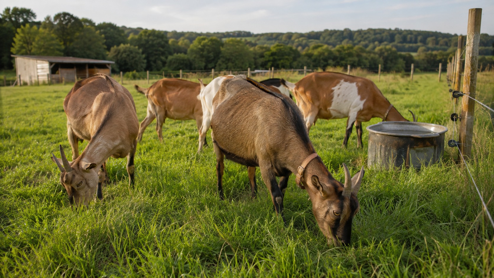 Vue agricole consacrée à pâturage des chèvres