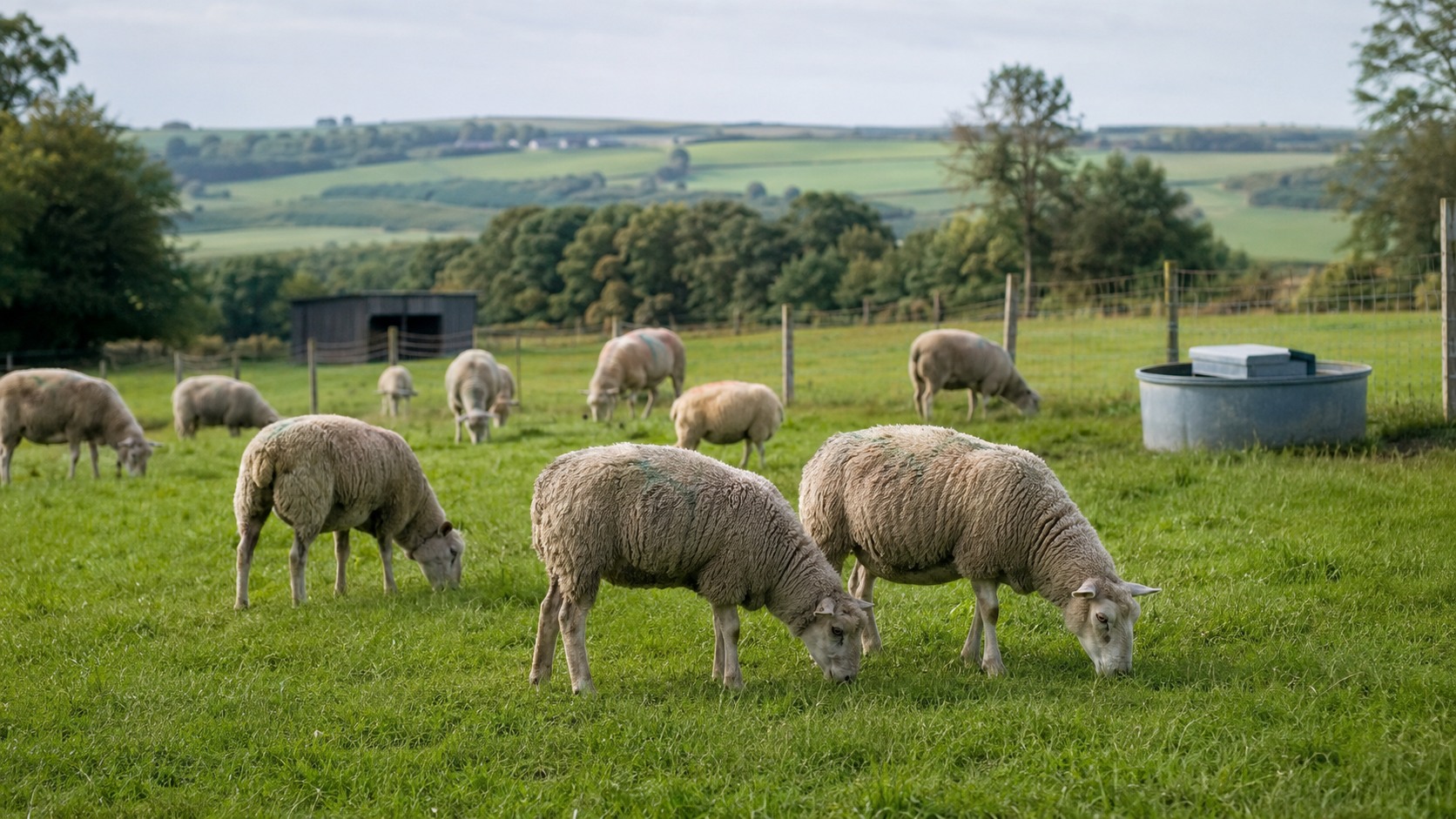 Vue agricole consacrée à pâturage des ovins