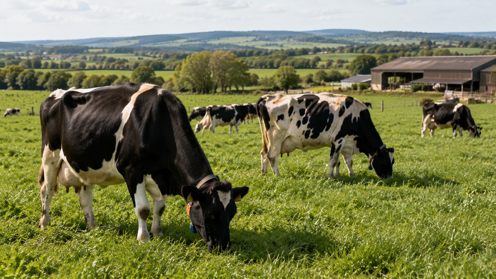 Vue agricole consacrée à pâturage des vaches laitières