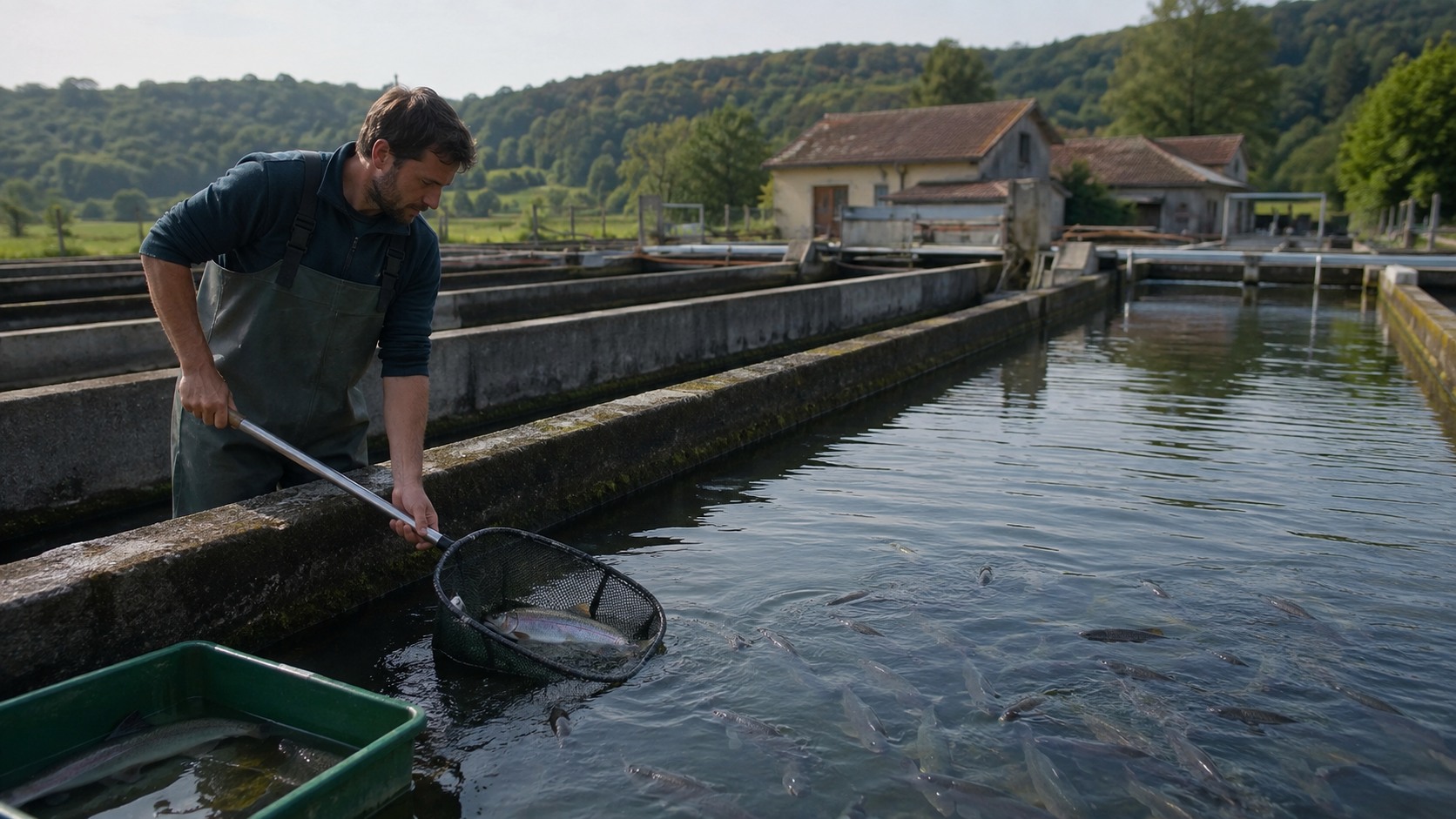 Vue agricole consacrée à pisciculture