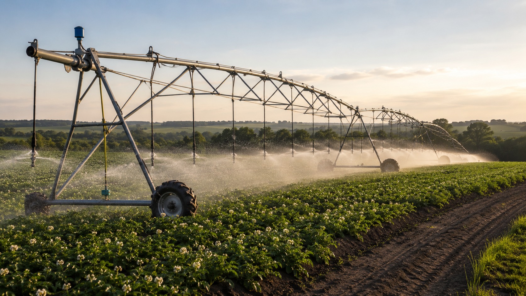 Vue agricole consacrée à pivot d’irrigation