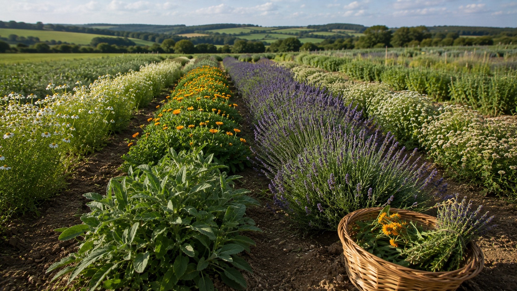 Vue agricole consacrée à plantes médicinales
