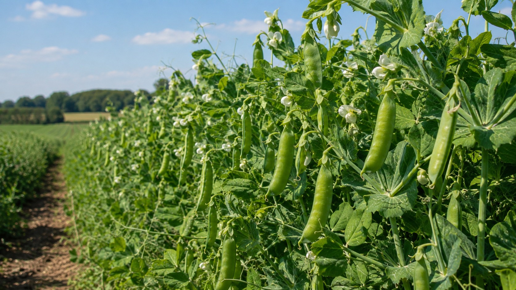 Vue agricole consacrée à pois de printemps