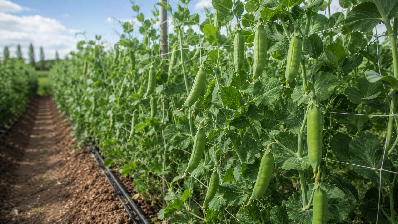 Vue agricole consacrée à pois potager