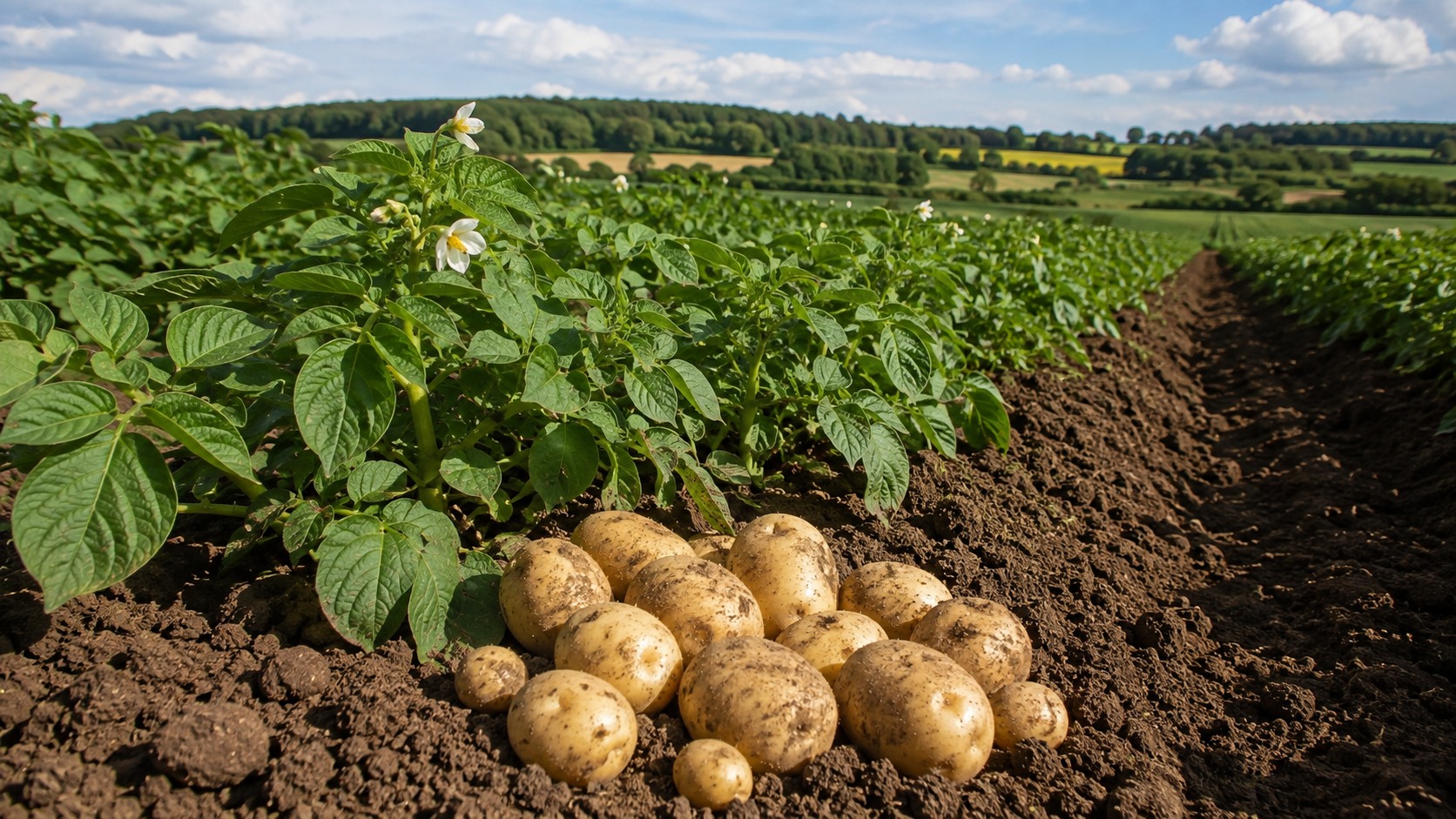 Vue agricole consacrée à pomme de terre de consommation