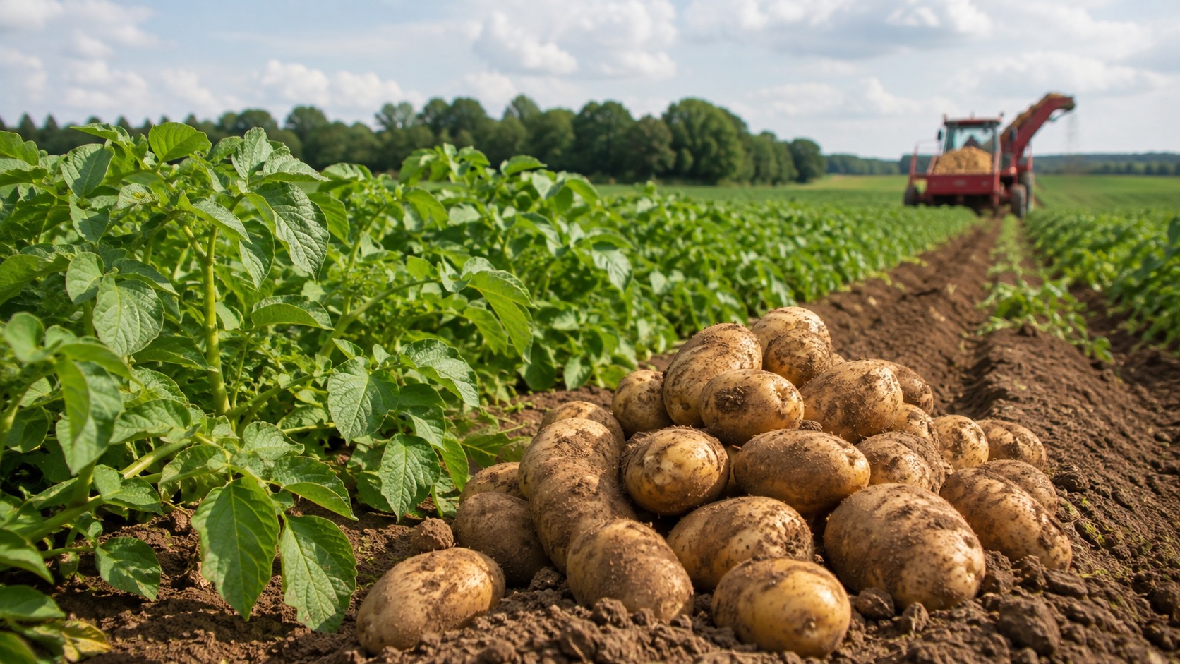 Vue agricole consacrée à pomme de terre pour chips