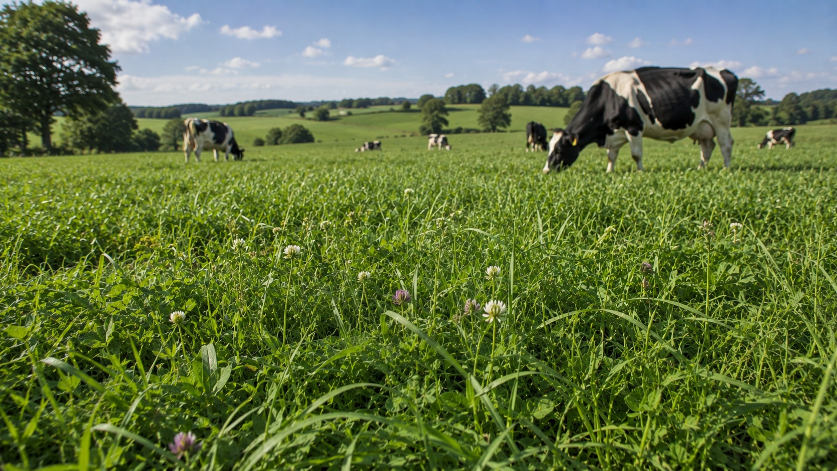 Vue agricole consacrée à prairie pour bovins lait