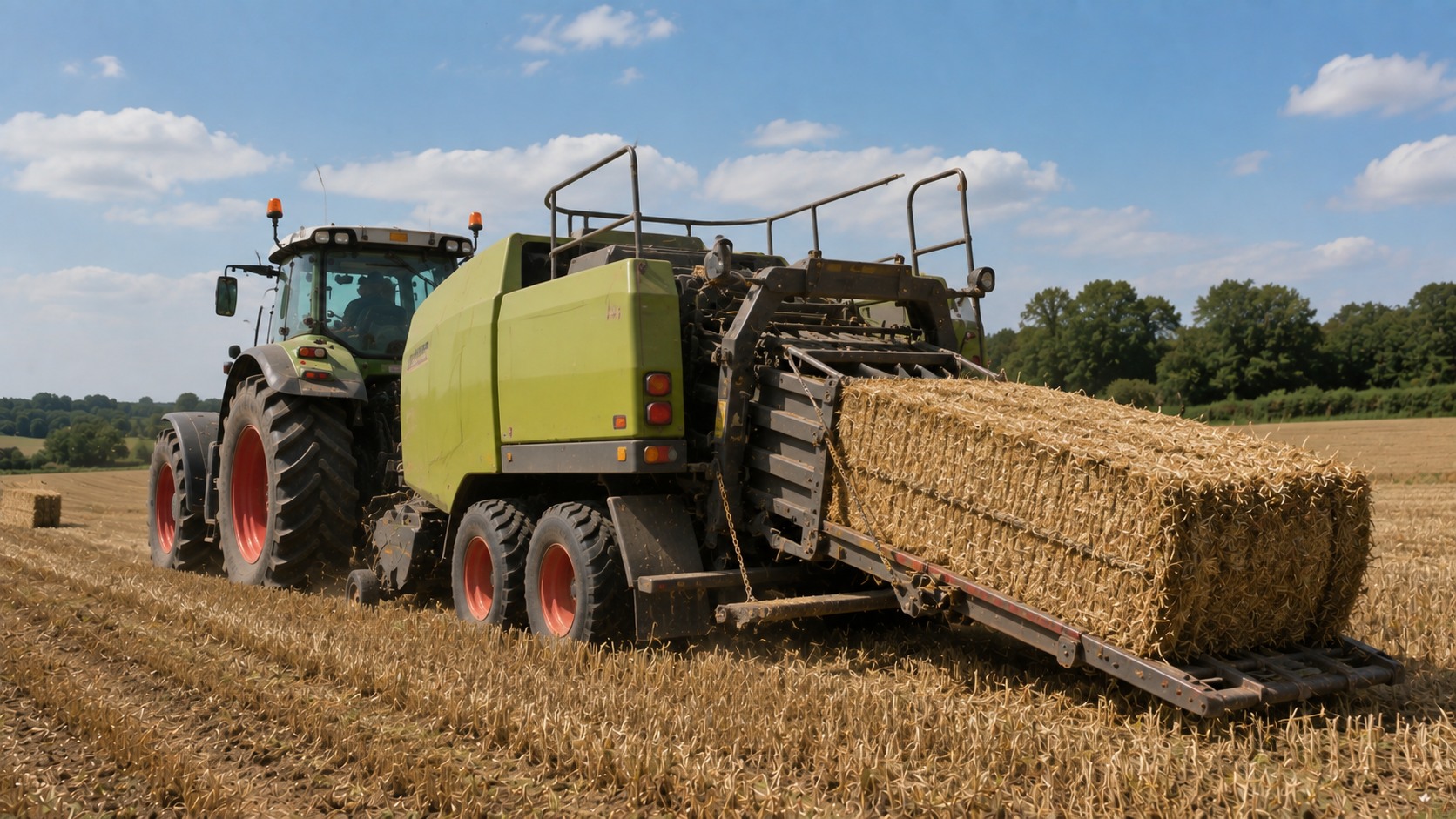 Vue agricole consacrée à presse à balles carrées