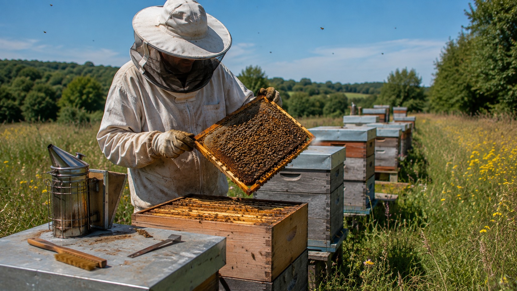 Vue agricole consacrée à production de miel