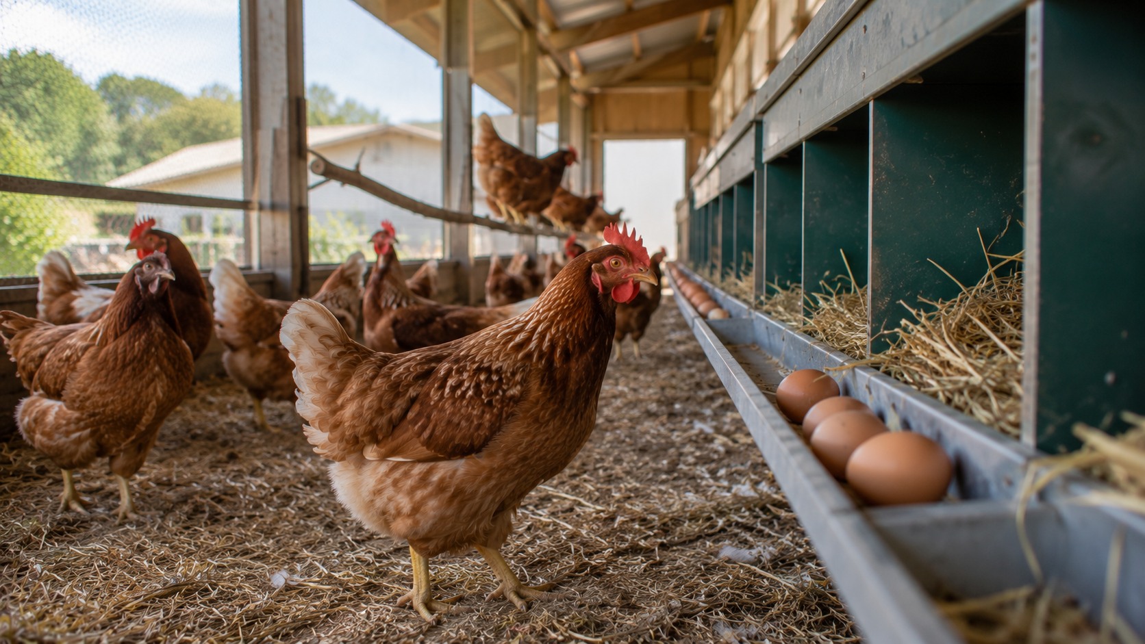 Vue agricole consacrée à production d’œufs