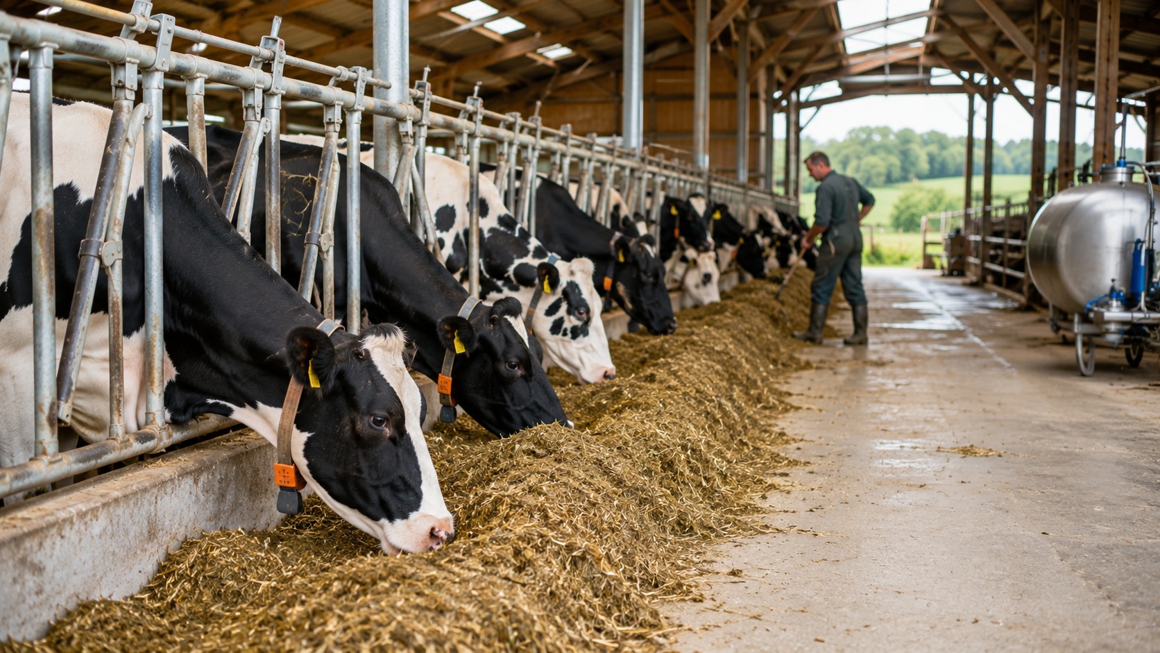 Vue agricole consacrée à production laitière