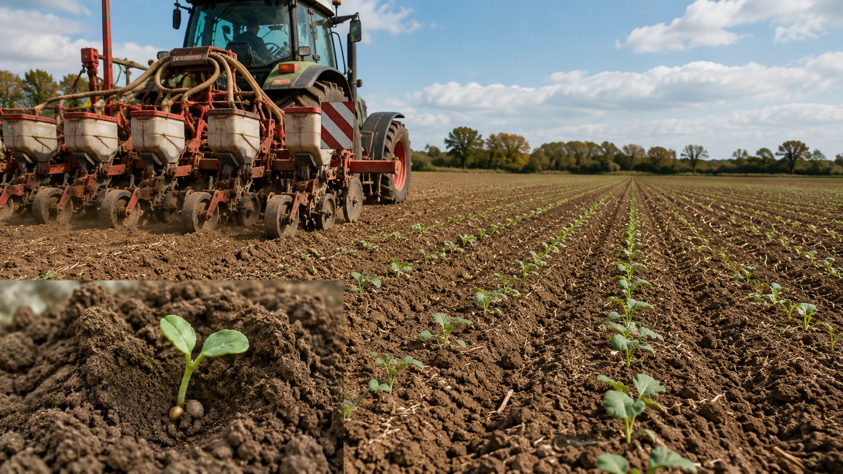 Vue agricole consacrée à profondeur de semis du colza