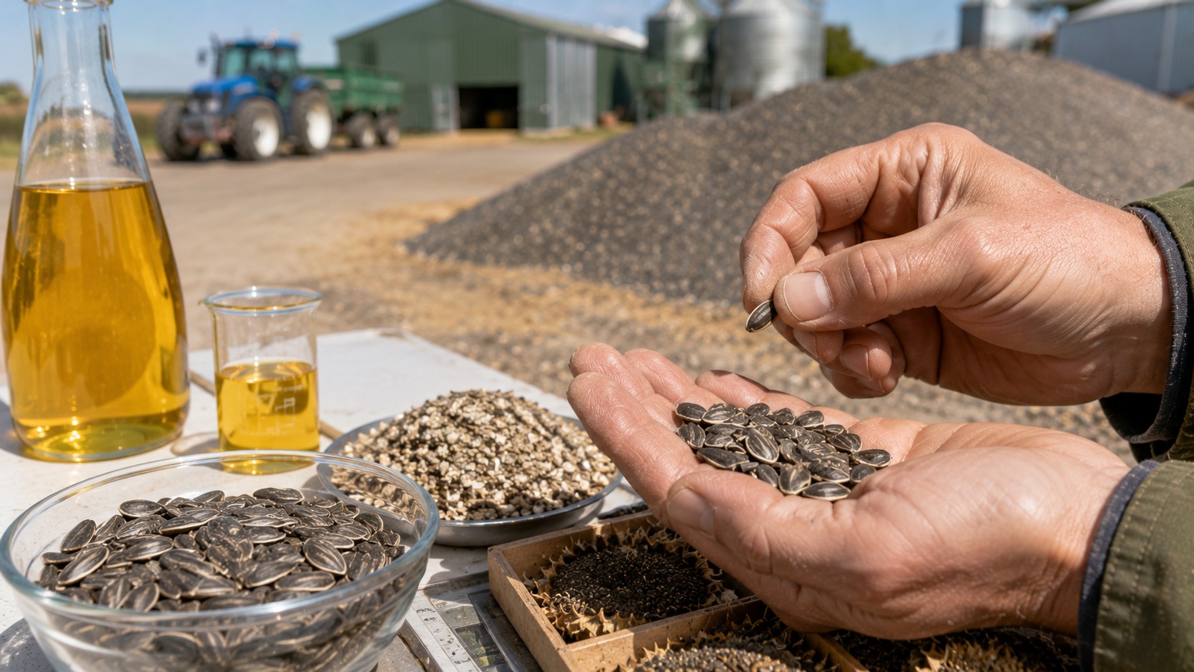 Vue agricole consacrée à qualité de l’huile de tournesol